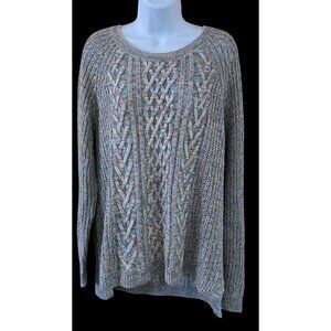 Faded Glory Multicolor Cable Knit Sweater sz. XL fisherman cottagecore boho